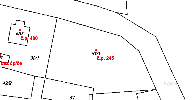 Světlá 245, Světlá Hora na parcele st. 81/1 v KÚ Světlá ve Slezsku, Katastrální mapa