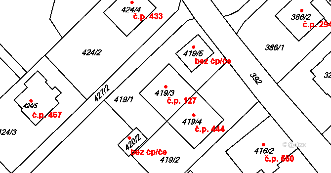 Krmelín 127 na parcele st. 419/3 v KÚ Krmelín, Katastrální mapa