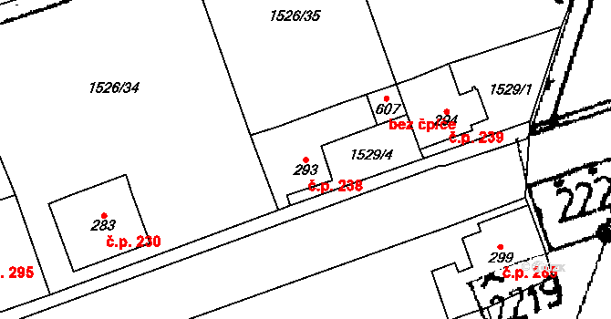 Kostomlaty pod Milešovkou 238 na parcele st. 293 v KÚ Kostomlaty pod Milešovkou, Katastrální mapa