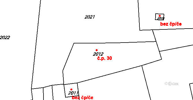 Třanovice 30 na parcele st. 2012 v KÚ Třanovice, Katastrální mapa