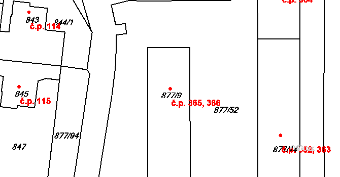 Děčín XXXII-Boletice nad Labem 365,366, Děčín na parcele st. 877/9 v KÚ Boletice nad Labem, Katastrální mapa