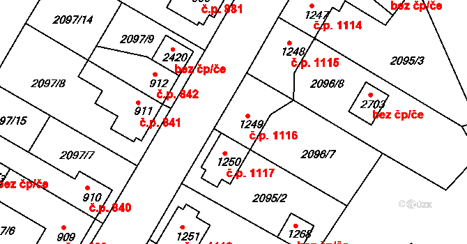 Nejdek 1116 na parcele st. 1249 v KÚ Nejdek, Katastrální mapa