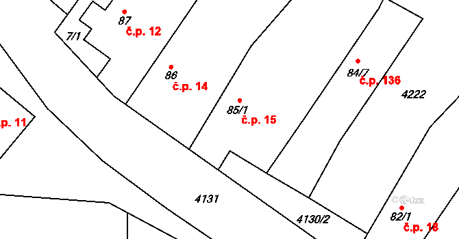 Trstěnice 15 na parcele st. 85/1 v KÚ Trstěnice u Mariánských Lázní, Katastrální mapa