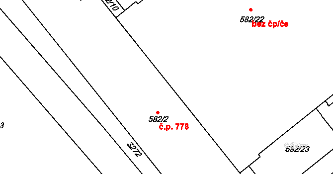 Michle 778, Praha na parcele st. 582/2 v KÚ Michle, Katastrální mapa