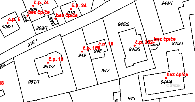 Zbraslav 16, Praha na parcele st. 946 v KÚ Zbraslav, Katastrální mapa