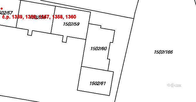 Řepy 1356,1357,1358,1359,, Praha na parcele st. 1502/60 v KÚ Řepy, Katastrální mapa