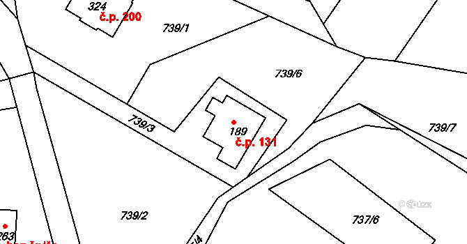Volanov 131, Trutnov na parcele st. 189 v KÚ Volanov, Katastrální mapa