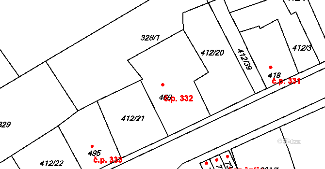 Rožmitál pod Třemšínem 332 na parcele st. 469 v KÚ Rožmitál pod Třemšínem, Katastrální mapa