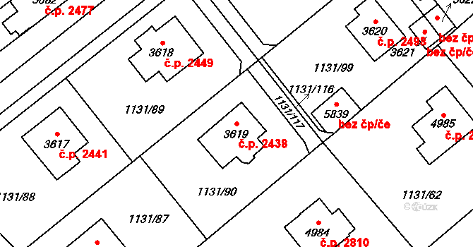 Dvůr Králové nad Labem 2438 na parcele st. 3619 v KÚ Dvůr Králové nad Labem, Katastrální mapa