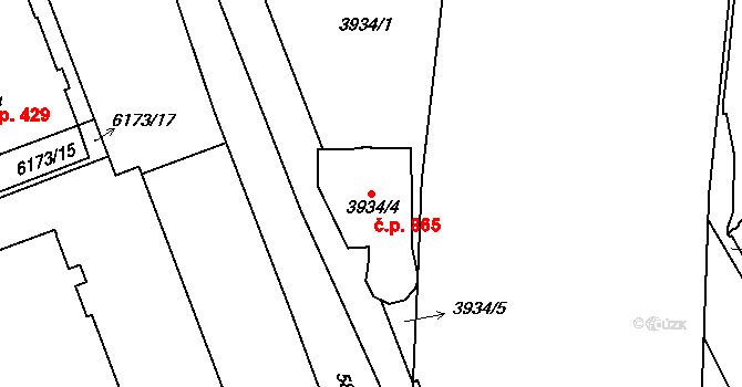 Liberec III-Jeřáb 865, Liberec na parcele st. 3934/4 v KÚ Liberec, Katastrální mapa