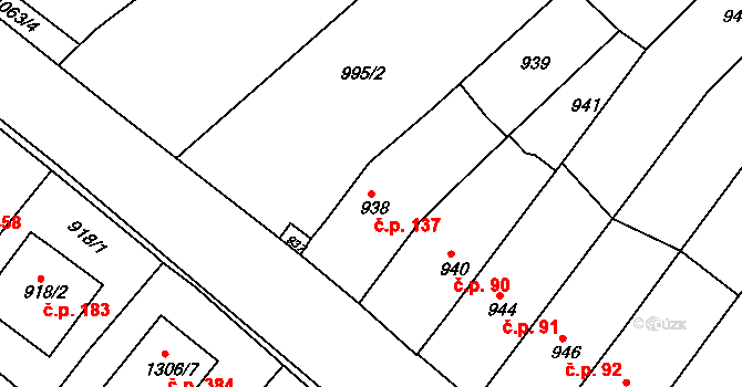 Ochoz u Brna 137 na parcele st. 938 v KÚ Ochoz u Brna, Katastrální mapa