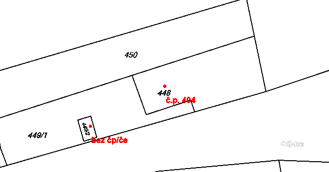 Louky 404, Karviná na parcele st. 448 v KÚ Louky nad Olší, Katastrální mapa