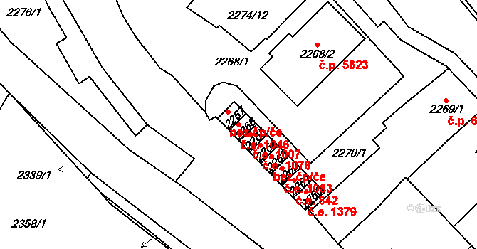 Chomutov 1046 na parcele st. 2266 v KÚ Chomutov I, Katastrální mapa