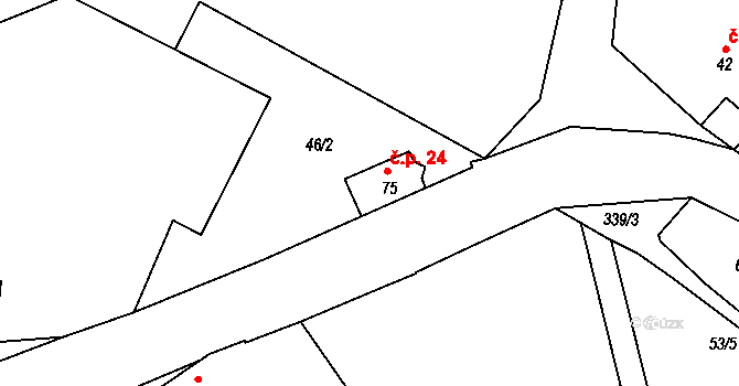 Hlivice 24, Medlov na parcele st. 75 v KÚ Hlivice, Katastrální mapa