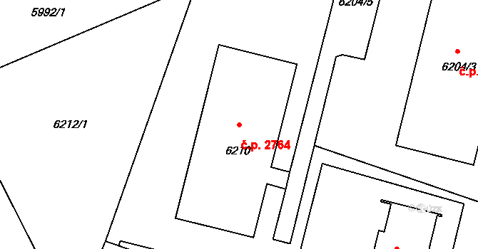 Varnsdorf 2764 na parcele st. 6210 v KÚ Varnsdorf, Katastrální mapa