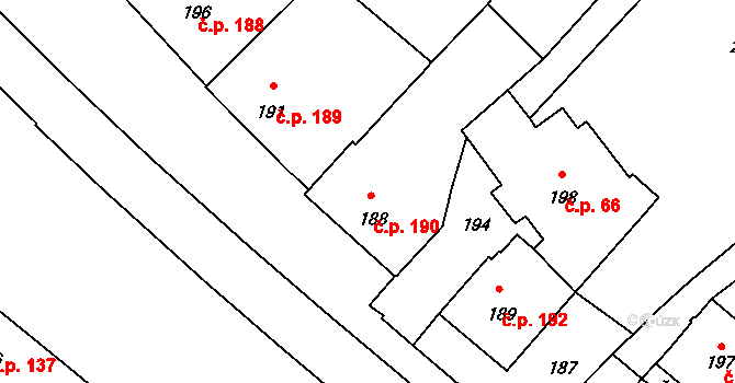 Bobrová 190 na parcele st. 188 v KÚ Horní Bobrová, Katastrální mapa