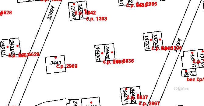 Zlín 2966 na parcele st. 3440/1 v KÚ Zlín, Katastrální mapa