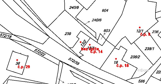 Bošice 42101794 na parcele st. 13/2 v KÚ Hradčany u Čkyně, Katastrální mapa