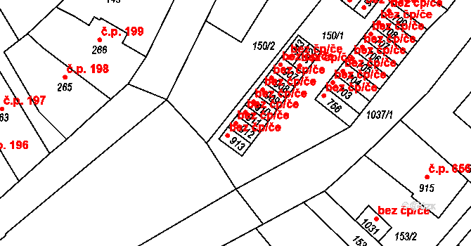 Chrast 43397794 na parcele st. 912 v KÚ Chrast, Katastrální mapa
