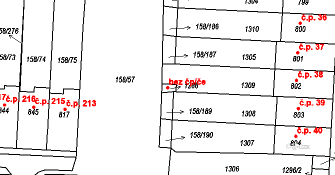 Cheb 43507794 na parcele st. 1288 v KÚ Háje u Chebu, Katastrální mapa