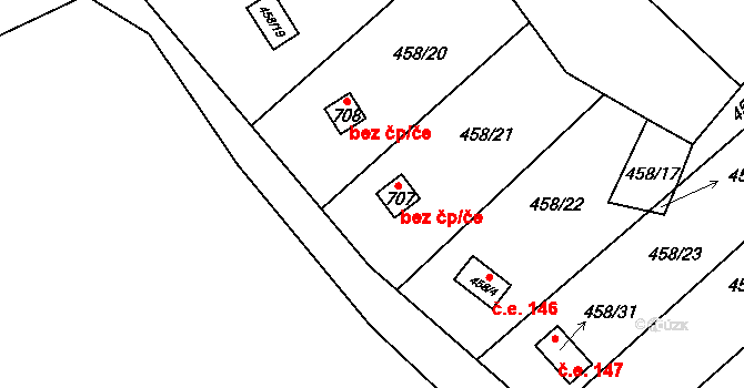 Svinařov 44404794 na parcele st. 707 v KÚ Svinařov u Kladna, Katastrální mapa