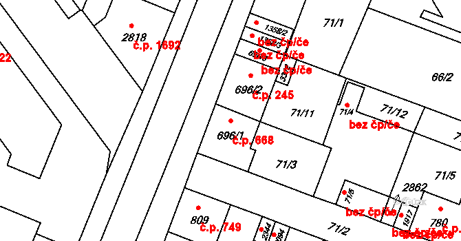 Kateřinky 668, Opava na parcele st. 696/1 v KÚ Kateřinky u Opavy, Katastrální mapa