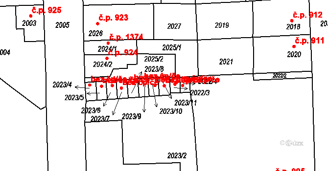 Třešť 44543794 na parcele st. 2023/11 v KÚ Třešť, Katastrální mapa