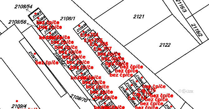 Teplice 45110794 na parcele st. 2108/35 v KÚ Teplice-Trnovany, Katastrální mapa