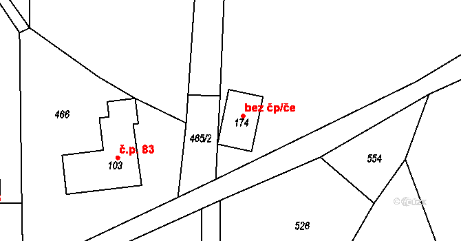 Kněžnice 45984794 na parcele st. 174 v KÚ Kněžnice, Katastrální mapa