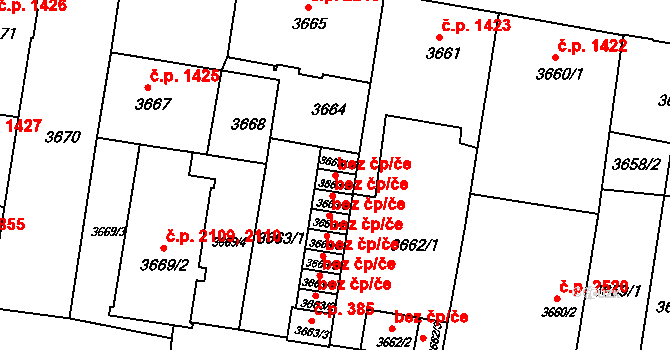 České Budějovice 48246794 na parcele st. 3663/9 v KÚ České Budějovice 3, Katastrální mapa