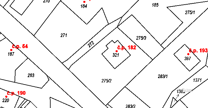 Hrabenov 182, Ruda nad Moravou na parcele st. 321 v KÚ Hrabenov, Katastrální mapa