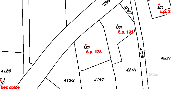 Mlékojedy 125, Neratovice na parcele st. 132 v KÚ Mlékojedy u Neratovic, Katastrální mapa