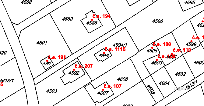 Černošice 1115 na parcele st. 4594/2 v KÚ Černošice, Katastrální mapa