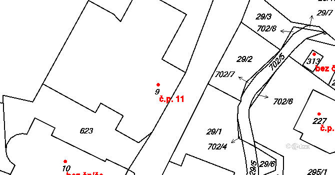 Teplice nad Metují 11 na parcele st. 9 v KÚ Teplice nad Metují, Katastrální mapa