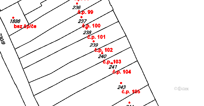 Broumov 103 na parcele st. 240 v KÚ Broumov, Katastrální mapa