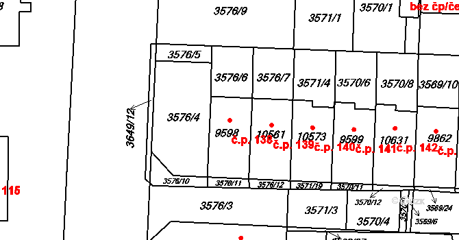 Cihelna 138, Pardubice na parcele st. 9598 v KÚ Pardubice, Katastrální mapa