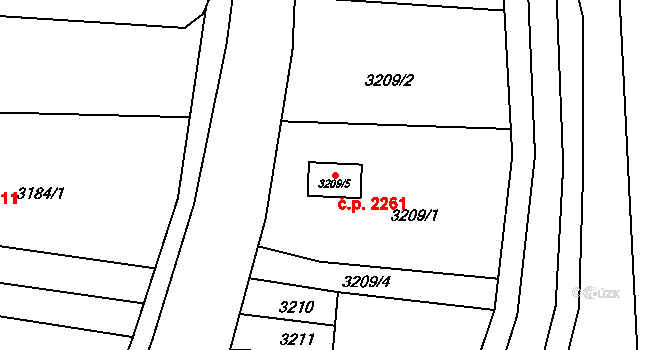 Řečkovice 2261, Brno na parcele st. 3209/5 v KÚ Řečkovice, Katastrální mapa