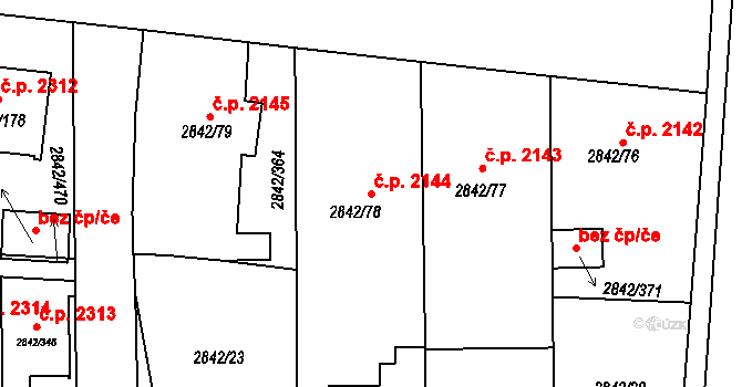 Louny 2144 na parcele st. 2842/78 v KÚ Louny, Katastrální mapa