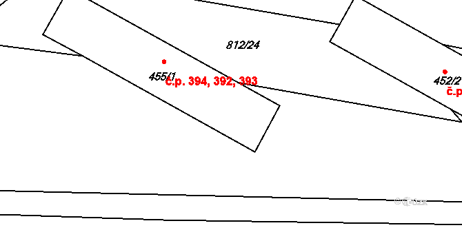 Stochov 392,393,394 na parcele st. 455/1 v KÚ Stochov, Katastrální mapa