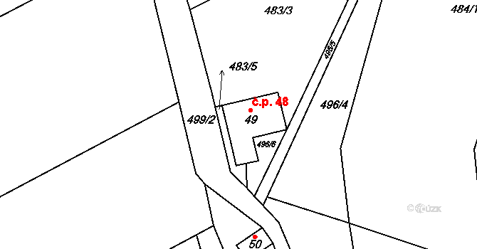 Želivec 48, Zruč nad Sázavou na parcele st. 49 v KÚ Želivec, Katastrální mapa