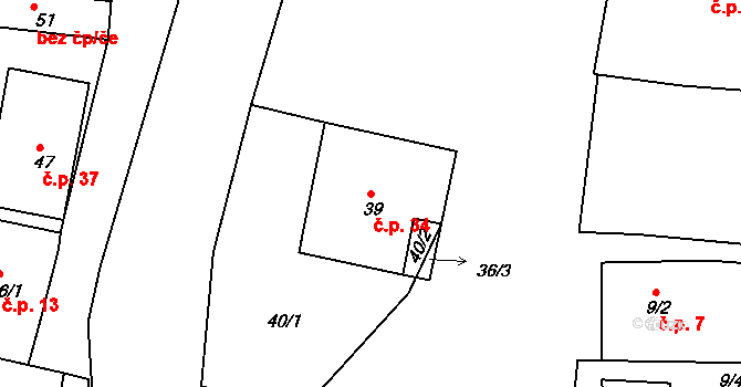 Pernek 34, Horní Planá na parcele st. 39 v KÚ Pernek, Katastrální mapa
