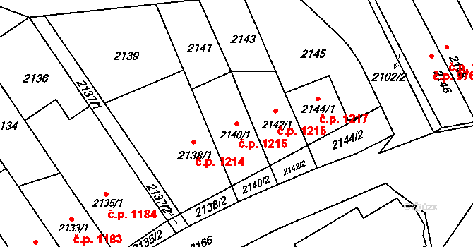 Bzenec 1215 na parcele st. 2140/1 v KÚ Bzenec, Katastrální mapa