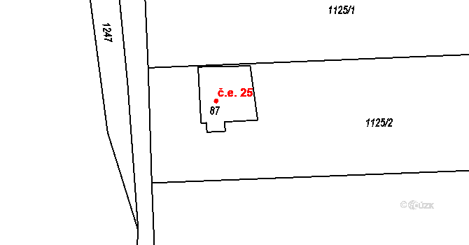 Polánka 25, Vlašim na parcele st. 87 v KÚ Nesperská Lhota, Katastrální mapa