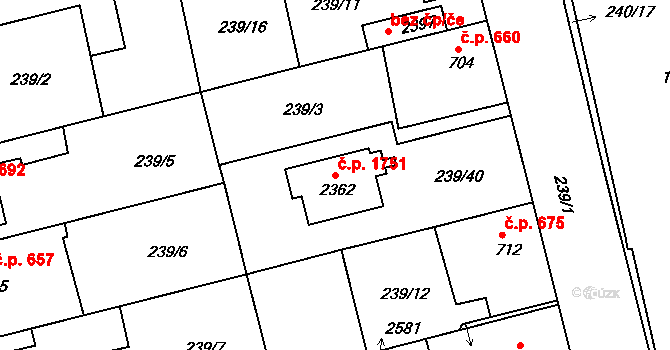 Brandýs nad Labem 1751, Brandýs nad Labem-Stará Boleslav na parcele st. 2362 v KÚ Brandýs nad Labem, Katastrální mapa
