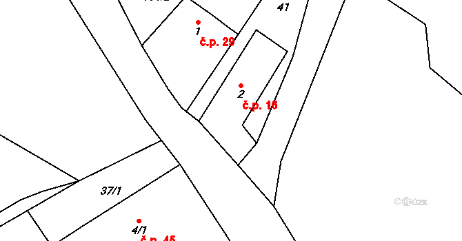 Neveklovice 16 na parcele st. 2 v KÚ Neveklovice, Katastrální mapa