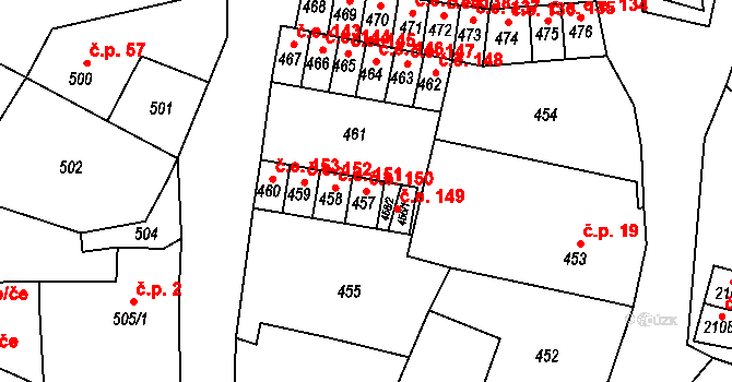 Miřetice u Klášterce nad Ohří 150, Klášterec nad Ohří na parcele st. 457 v KÚ Miřetice u Klášterce nad Ohří, Katastrální mapa
