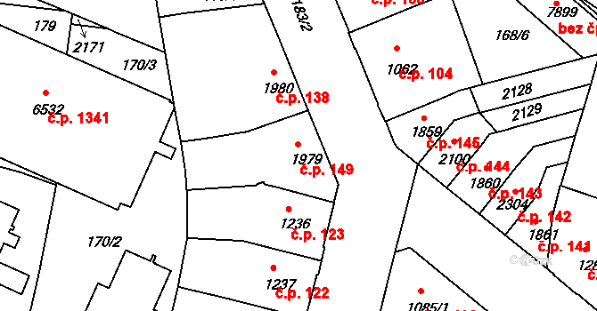 Jejkov 149, Třebíč na parcele st. 1979 v KÚ Třebíč, Katastrální mapa