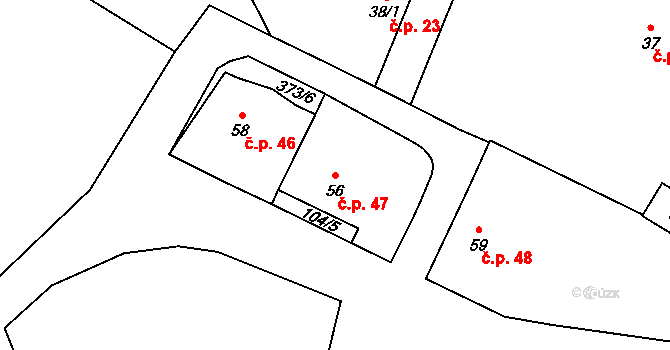 Senkov 47, Zbrašín na parcele st. 56 v KÚ Senkov, Katastrální mapa