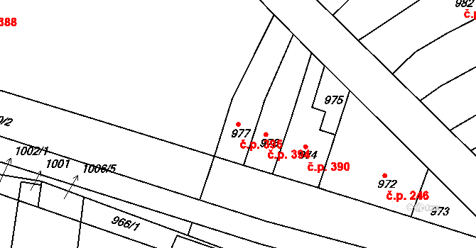 Trnovany 395, Teplice na parcele st. 977 v KÚ Teplice-Trnovany, Katastrální mapa
