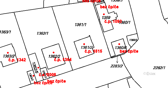 Trnovany 1515, Teplice na parcele st. 1361/2 v KÚ Teplice-Trnovany, Katastrální mapa